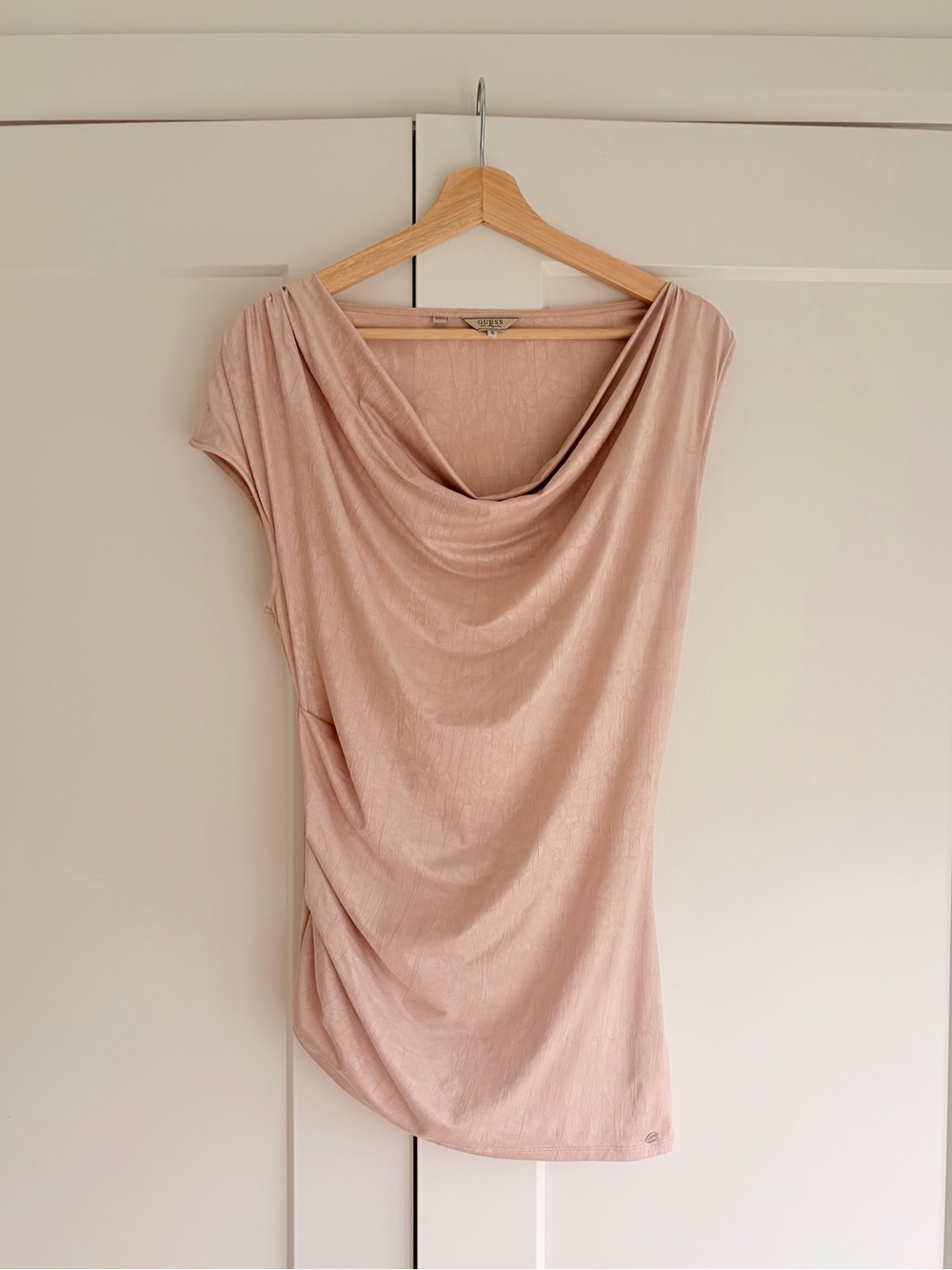 Guess Sleeveless Drape Neck Top - Blush Pink